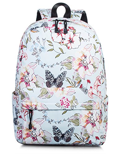 Light Weight College Backpack for Girls, Cute Floral Travel Backpack School Backpack by Leaper (Blue)
