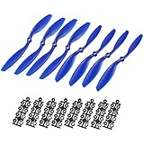 uxcell RC Propellers CW CCW 8045 8x4.5 Inch 2-Vane Fixed-Wing for Airplane Toy, Nylon Blue 4 Pairs with Adapter Rings