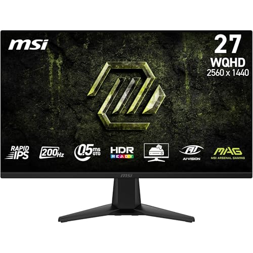 mag 275QFA E20 27" Gaming Monitor, 2560x1440 WQHD Rapid IPS, 200 Hz, 0,5 ms, HDR Ready, AMD FreeSync Premium, Eye Care, AI Vision, HDMI 2.0b, DP 1.4a, Frameless, VESA Mount