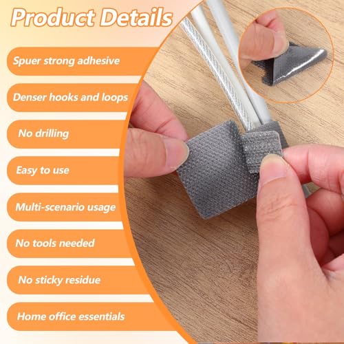 50 PCS Reusable Cable Ties, Self Adhesive Cable Ties, Cable Tidy Management, Reusable Wire Organizers for Cords Hooks for Outdoor String Lights Light Clips