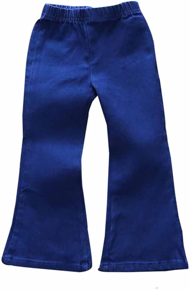 MYGBCPJS Little Girls Blue Jeans Outfit Kids Bell Bottoms Elastic Waist Denim Pants: Clothing