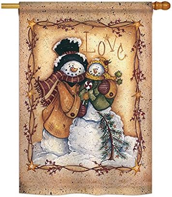 Christmas Love Snowman - Winter Christmas Decoration - 28" x 40" Impressions House Flag by Ornament Collection - US made