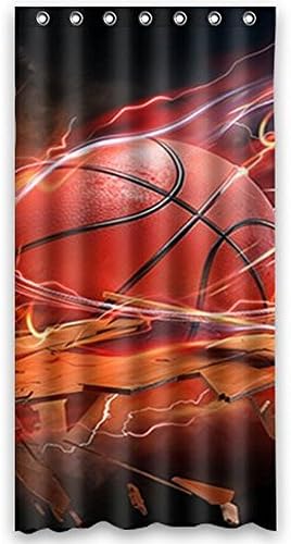 JackieTD Custom Print Sports Decor Basketball Window Curtain Panel 52"x63" Fabric for Bedroom/Home