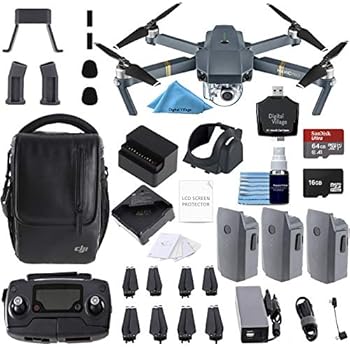 DJI Mavic Pro Fly More Combo Collapsible Quadcopter 3 Batteries, 64gb, Charging Hub + flymore Starter Bundle