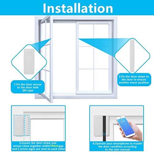 NPL Smart WiFi Door Sensor Garden Window Security Magnet Sensor with Easy App for Home Garage Farm Office Compatible with IFTTT, White - Thumbnail 5