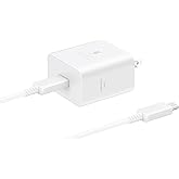 Samsung 45W Wall Charger Power Adapter with Cable Included, Super Fast Charging for Galaxy Phones, Tablets and USB Type C Devices, Low Standby Power Consumption, EP-T4511XWEGUS, White