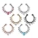 Aysekone 6 Pieces Per Pack Women Girls Fake Nose Rings Crystal Septum Faux Nose Rings Nose Ring Hoop Clip-on Body Non Piercing Jewelry