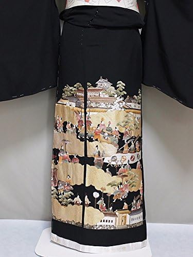 Amazon 刺繍柄の正絹江戸妻 未仕立 江戸褄 正絹黒留袖 豪華な柄 極上黒留袖 J10 06 着物 通販 Amazon 刺繍柄の正絹江戸妻 未仕立 江戸褄 正絹黒留袖 豪華な柄 極上黒留袖 J10 06 着物 通販