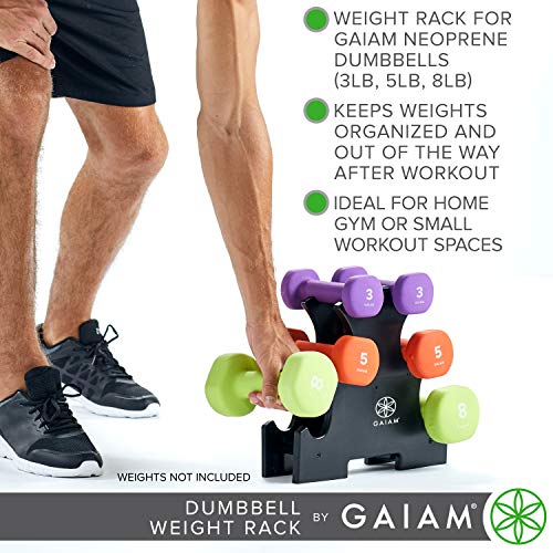 Gaiam Dumbbell Rack Hand Weight Set Tree Designed to Hold Neoprene