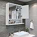 Tangkula Wall Mounted Bathroom Cabinet with Mirror Doors, Double Door Storage w/ 3-Level Adjustable Shelf & Flip-Open Compartment, Space-Saving Wall Cabinet for Bathroom Entryway Laundry Room (White)