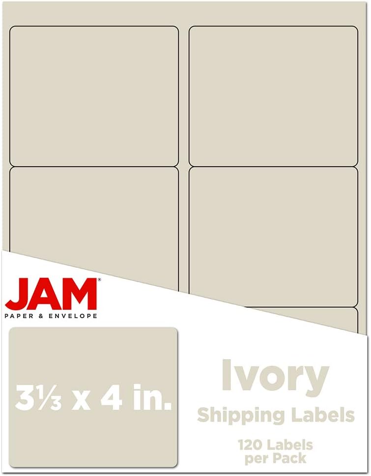 JAM PAPER Shipping Address Labels - Large - 3 1/3 x 4 - Ivory - 120/Pack : Office Products