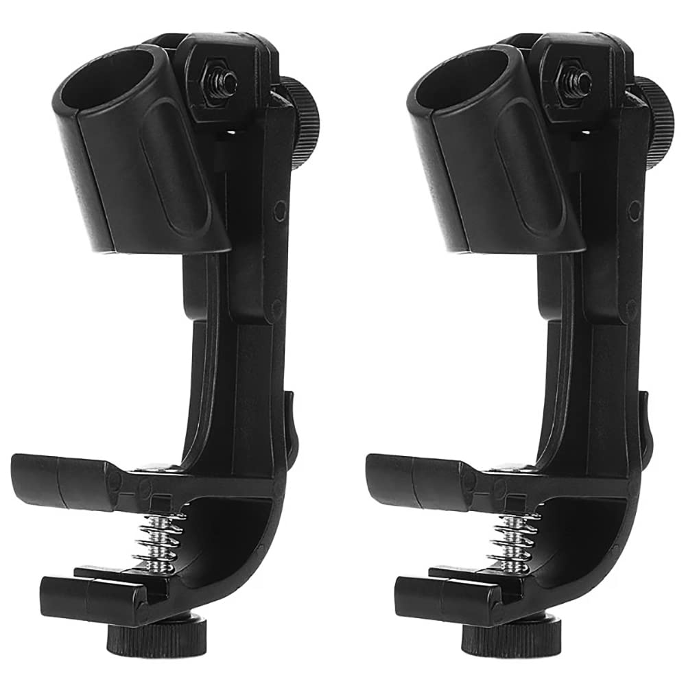 VOANZO 2PCS Adjustable Microphone Clips Bass Drum Mic Stand Shockproof Drum Mic Holder for Shockproof Musical Instrument Supplies -Black