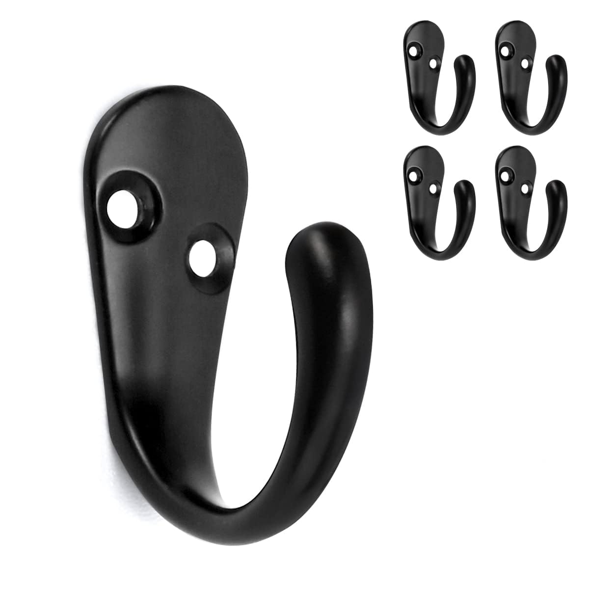 Photo 1 of HOMOTEK 5 Pack Single Prong Coat Hooks Black Wall Mounted Matte Rustproof Coat Hook Hardware Retro Robe Hanger for Coat,Towel, Scarf, Hat, Bag, Key, Shoes