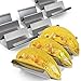 4 Pack - Stainless Steel Taco Holder Stand, Taco Truck Tray Style, Rack Holds Up to 3 Tacos Each, Oven Safe for Baking, Dishwasher and Grill Safe, by Texas Taco