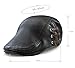 YOYEAH Individual Ivy Newsboy Cap Genuine Leather Bandage Perforation Flat Cap Men Black-1