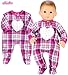 Sophia's Flannel Sleeper with Sherpa Heart Design for 15'' Dolls, Hot Pink