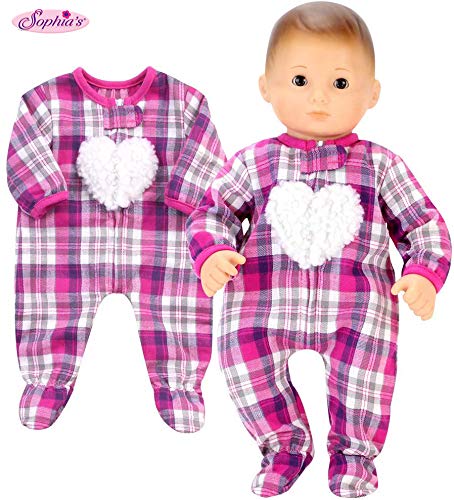 Sophia's Flannel Sleeper with Sherpa Heart Design for 15'' Dolls, Hot Pink