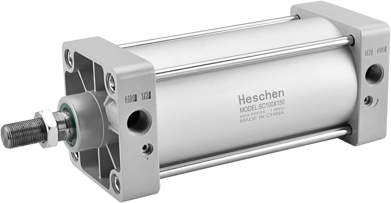 Heschen Pneumatic Standard Air Cylinder, SC 100-150, PT1/2'' Port, 100mm Bore, 150mm Stroke, Double Acting (150mm stroke)