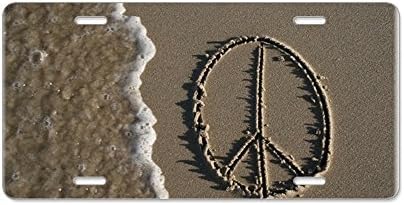 zaeshe3536658 Peace Sign Aluminum License Plate, Front License Plate, Decorative Car Auto Tag Car Tag Vanity Plate Tag Car Plate.