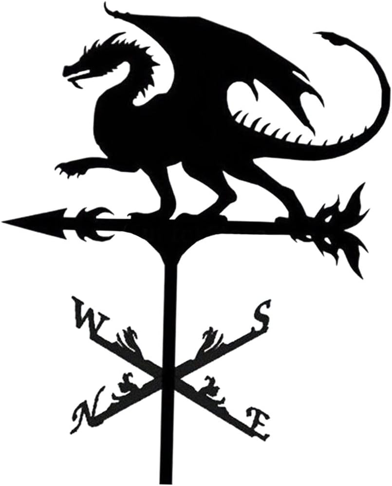 Weathervanes - Generic Weathervane Iron Weathervane Metal Iron Wind Vane Retro Weather Vane Garden Patio Yard Ornament Decoration Weathervane - Dragon, (b685d382533eb079534d22d3adfd3400)