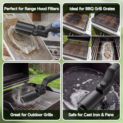 Electric Grill Brush, Cordless BBQ Grill Cleaner for Burnt-On Food, Safe Bristle-Free Electric Grill Cleaning Tool for Outdoor Grills