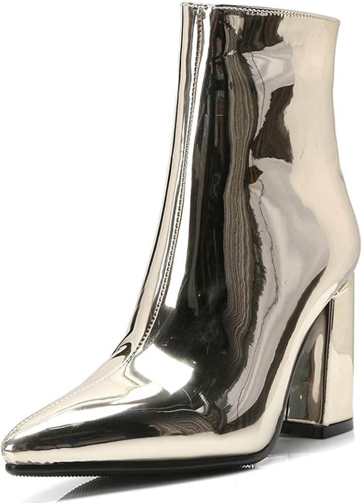 faux patent leather booties