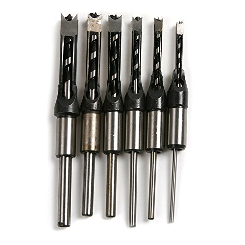 image for UTL 6pcs HSS Woodworking Square Hole Drill Bit Mortising Chisel Set Mo