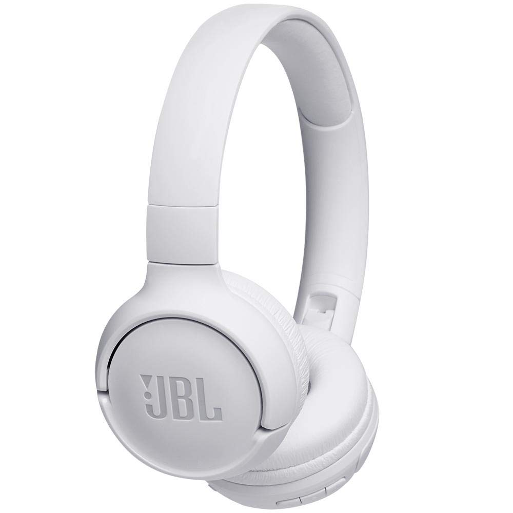 JBL Tune 500 BT On-Ear Bluetooth Wireless Headphones with Pure Bass Sound, Headset with Built-In Remote and Microphone, White
