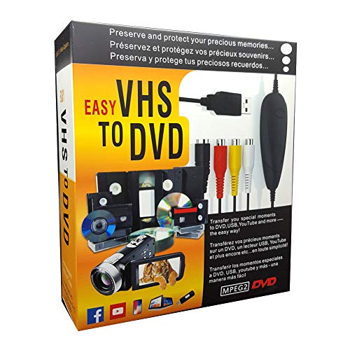 REDGO VHS to Digital Converter for MAC USB 2.0 Video Audio Capture Card, VHS to DVD Converter, Digital Video Grabber Recorder Devices for Windows Mac iMac PC