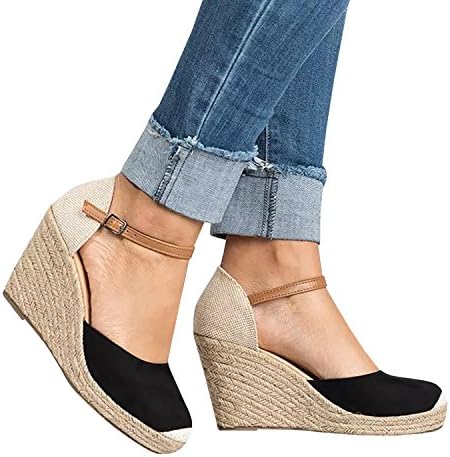 Wedges Shoes for Women Espadrilles Heels Ferbia Ankle Strap Fall Summer Sandals