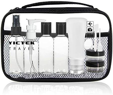 Travel Bottles Containers, TSA Approved Travel Size Toiletry Bottles Set with Toiletry Bag with Leak-Proof Travel Accessories for Liquids,Carry-On Luggage for Women/Men(Clear)