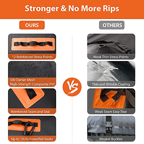 Rynapac Waterproof Car Roof Bag, 15 Cubic Feet Soft Shell Car Rooftop Cargo Bag, Car Luggage Carrier Roof Rack Bag with 6 Reinforced Adjustable Straps and Storage Bag for Cars with Racks(Black-Orange)