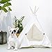 little dove Pet Teepee Dog(Puppy) & Cat Bed - Portable Pet Tents & Houses for Dog(Puppy) & Cat Beige Color 24 Inch with Thick Cushion