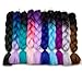 Forevery Braiding Hair Synthetic Ombre Hair Braiding Extensions High Temperature Fiber Crochet Twist Braids Black to Cyan Ombre Color (24