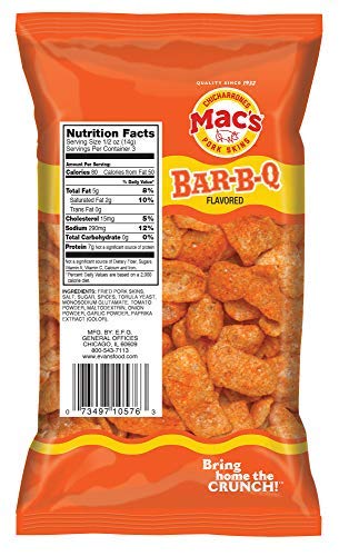 Mac's BBQ Pork Skins - Low Carb, Keto Friendly Snack - Crunchy Chicharrones / Pork Rinds (1.5 oz bags, 24 ct) - Thumbnail 2