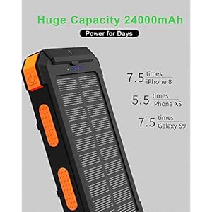 X-DRAGON Solar Power Bank 24000mAh Caricabatterie Solare Portatile Impermeabile con Doppio Ingresso (USB C e Micro) per… - immagine 7