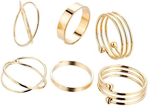 6pcs/Set Women Bohemian Vintage Silver Stack Rings Above Knuckle Blue Rings Set