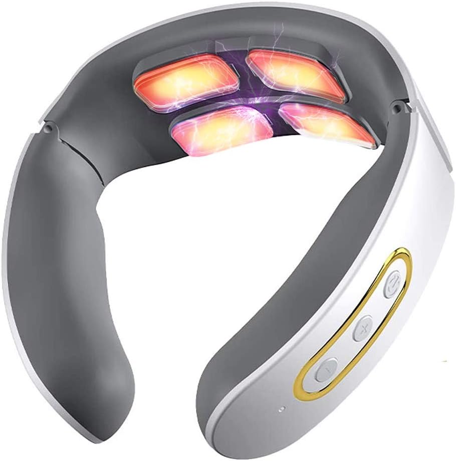 Electric Pulse Neck Massager with Heat, Cordless Neck Massager for Muscles Pain Relief and Relax