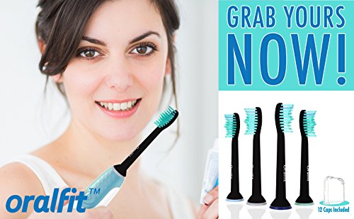 Generic Replacement Toothbrush Heads Philips Sonicare HX6014 HX6013 ProResults Black 12 pcs Fit DiamondClean HealthyWhite EasyClean FlexCare Soft Bristles Gum Plaque Control