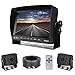 Dual Backup Cameras and Monitor Kit Wired for Van, RV, Semi Truck, 2 Upgraded 175º Wide View Infrared Waterproof Rear View Cams with 7 Inch Adjustable Display