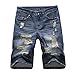 AooToo Mens Fashion Ripped Straight Denim Shorts