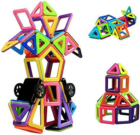 76 Piece Magnetic Building Blocks Kit, Mini Magnet Tiles Set, with Instraction Booklet and Storage Bag,Creative and Educational Stacking Toys for Kids Over 3 Years Old (Mini Size)