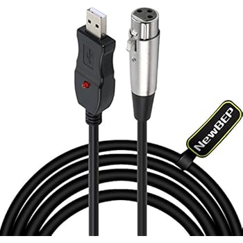 USB Microphone Cable, NewBEP 3 Pin USB Male to XLR Female Mic Link Converter Cable Studio Audio Cable Connector Cords Adapter for Microphones or Recording Karaoke Sing,3M(USB Microphone Cable)