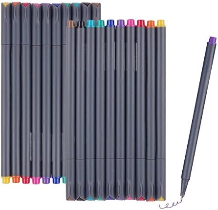 UeeSum Fineliner Color Pen Set of 20, Coloring Fine Line Art Drawing Pens 0.38mm, 10 Colors Fine Point Paint Markers for Bullet Journal, Planner and Coloring Book