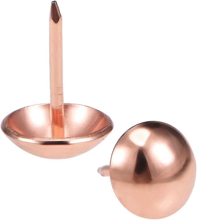 sourcing map Upholstery Nails Tacks 12mmx17mm Retro Round Thumb Push Pins Rose Gold Tone for Furniture Sofa Headboards 25 Pcs