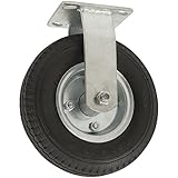 Pneumatic Caster Wheel with Rigid Non-Swivel Top Plate  - 8-Inch -  310 lb. Load Capacity  - Air-Filled Wheel Provides a Cushioned Ride & Shock Absorption Best Suited for Outdoor Use