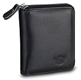 Admetus Men's Genuine Cow Leather Zip-around Bifold Wallet Multi Card Holder Purse Black Gift box