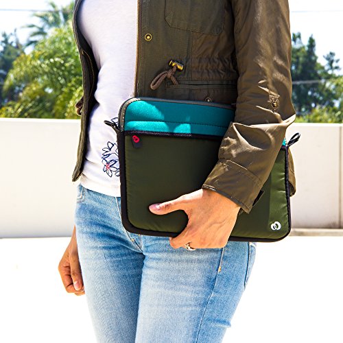 Kroo 12-13.3 Inch Inch Laptop Sleeve Tablet Bag, Water Resistant Neoprene Notebook Computer Carrying Cover for Apple MacBook, Microsoft Surface, Chromebook (Olive Green)