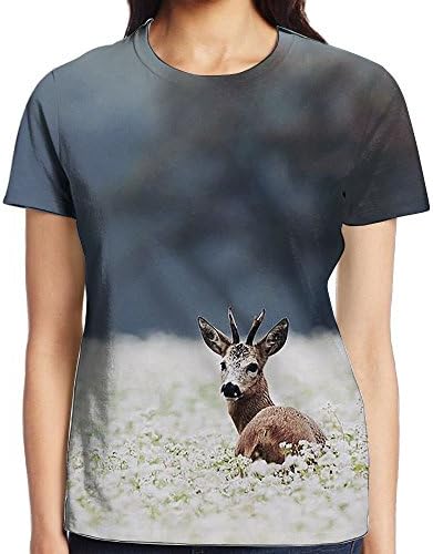 FJPUTAIN Women's Crew Neck Casual T Shirt Lord Of His Domain Comfort Soft T-Shirt Short Sleeves Creative 3D Printed Graphic