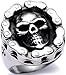 Men's Stainless Steel Big Skull Ring Bike High End Polished Silver Tone (8)